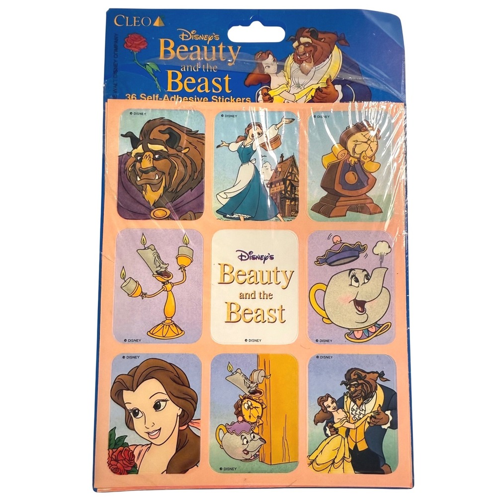 Vintage Disney Beauty and the Beast Stickers Cleo Inc Belle 2 SHEETS Princess